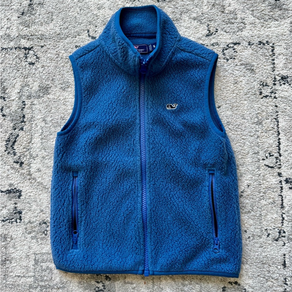 Vineyard Vines Boys Ocean Blue Sherpa Vest Sz 5T